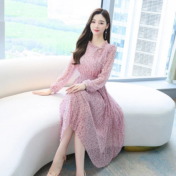 Floral O Neck Midi Casual Dresses