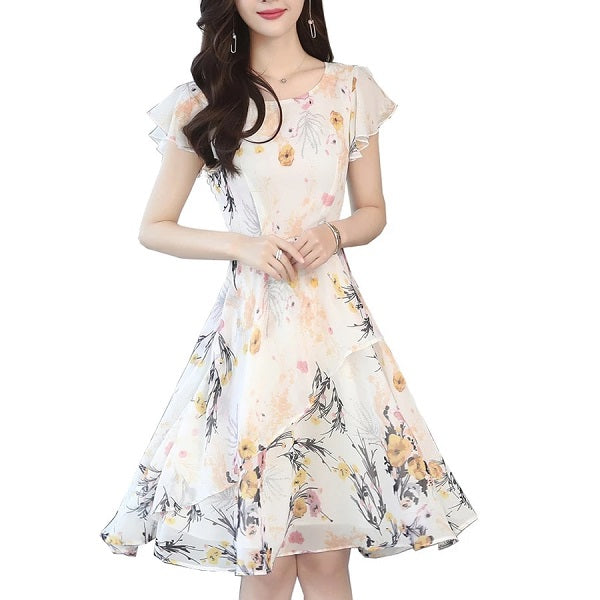 Floral Plus Size Print Chiffon Dress