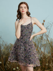 Floral Print Adjustable Strap Open Back Dress