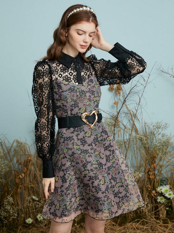 Floral Print Adjustable Strap Open Back Dress