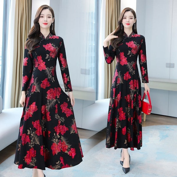 Floral Print Bodycon Casual Maxi Dress