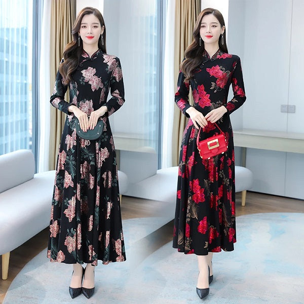 Floral Print Bodycon Casual Maxi Dress