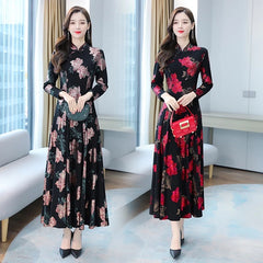Floral Print Bodycon Casual Maxi Dress