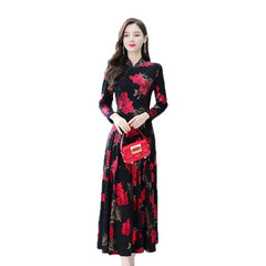 Floral Print Bodycon Casual Maxi Dress