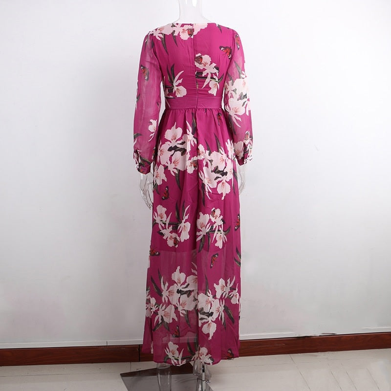 Floral Print Chiffon Maxi Dresses