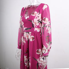 Floral Print Chiffon Maxi Dresses