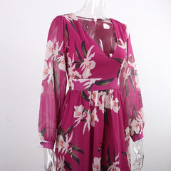 Floral Print Chiffon Maxi Dresses