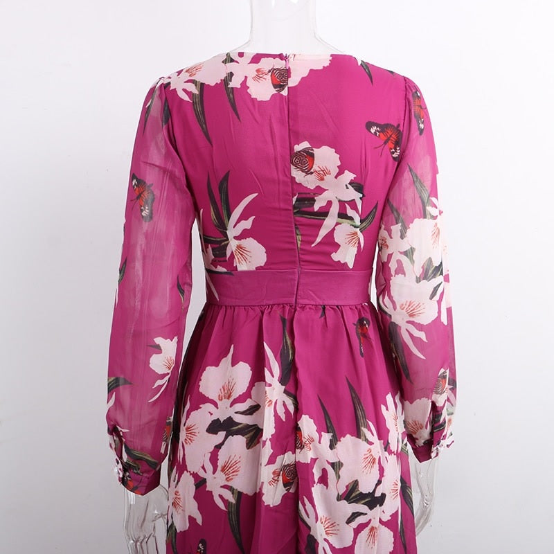 Floral Print Chiffon Maxi Dresses