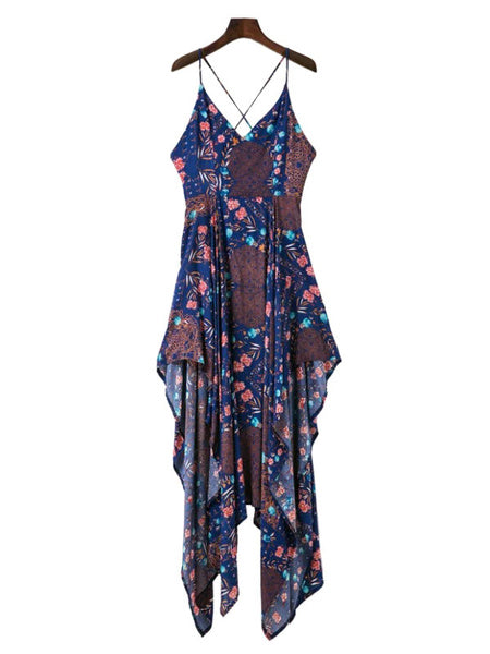 Women's Floral Print Sleeveless Beach Slip Dresses