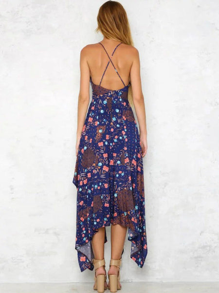 Women's Floral Print Sleeveless Beach Slip Dresses