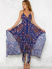 Women's Floral Print Sleeveless Beach Slip Dresses