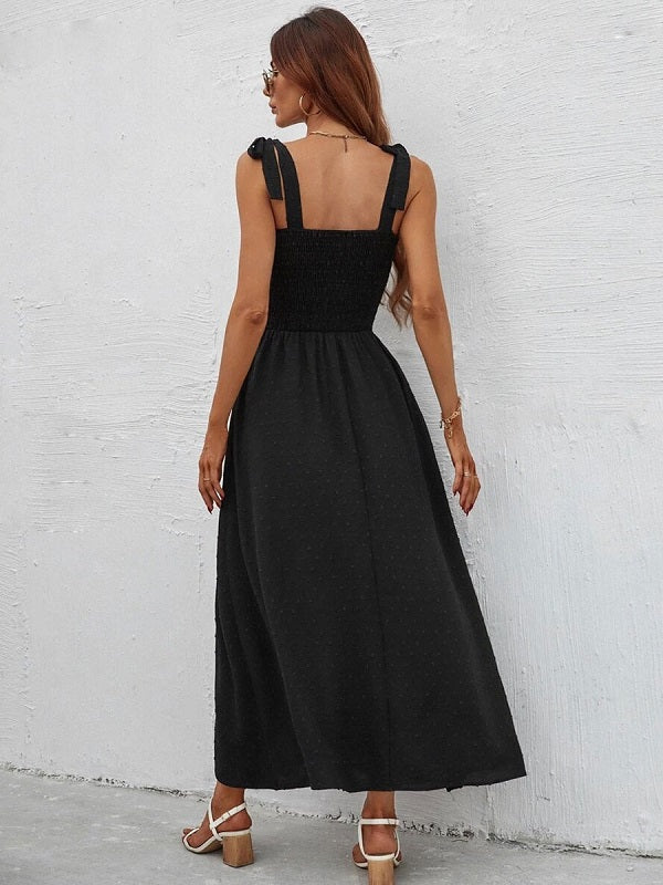 Floral Print Polyester Lace Up Beach Dress