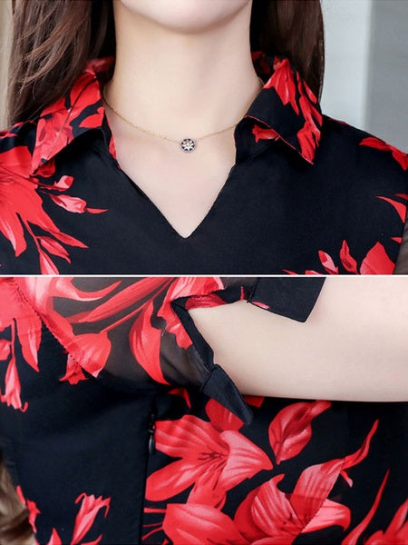 Floral Print Short Sleeves Maxi Dress