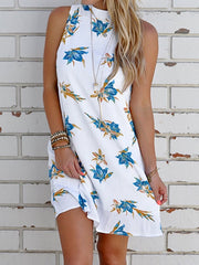 Floral Print Sleeveless Backless Casual Dress