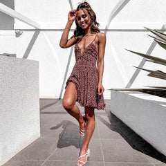 Floral Print Sleeveless High Waist A-line Mini Dress
