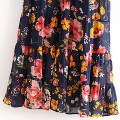 Floral Print Turn Down Collar Shirt Dress