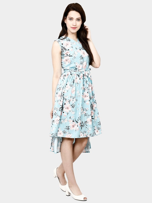 Floral Print V-Neck Casual Mini Dress