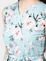 Floral Print V-Neck Casual Mini Dress