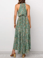 Floral Printed Jewel Neck Maxi Dress