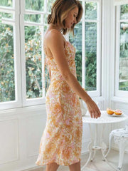 Floral V Neck Casual Print Dress