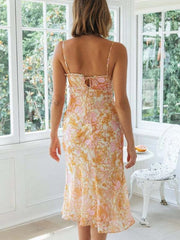Floral V Neck Casual Print Dress