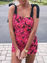 Casual Floral Sleeveless Mini Bodycon Mini Dress