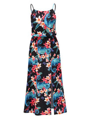 Floral Sleeveless Split Maxi Dresses