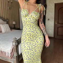 Floral Strapless Natural Waist Beach Vacation Bodycon Long Dress