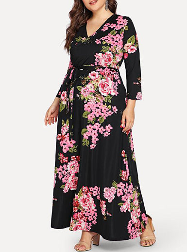 Floral Wrap Empire Waist Maxi Dress