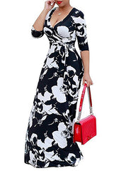 Floral Wrap Empire Waist Maxi Dress