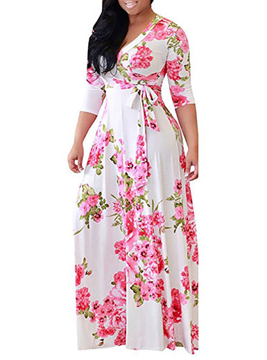 Floral Wrap Empire Waist Maxi Dress