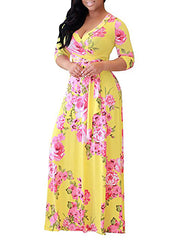 Floral Wrap Empire Waist Maxi Dress