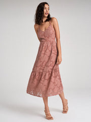 Flower Jacquard Open Back Criss-cross Spaghetti Strap Dress
