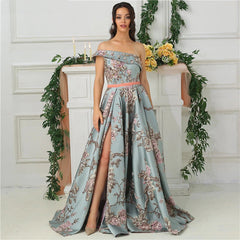 Formal Evening One-Shoulder Embroidery Long Prom Gown