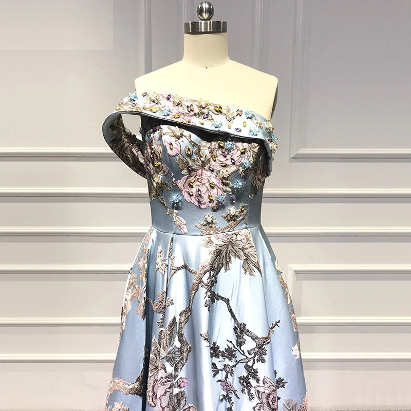 Formal Evening One-Shoulder Embroidery Long Prom Gown