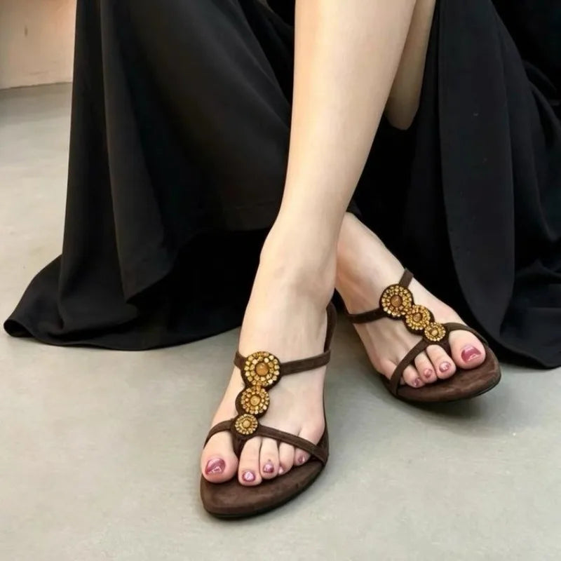 French Retro Toe Sandals Outside Wear Temperament Open Toe High Heel