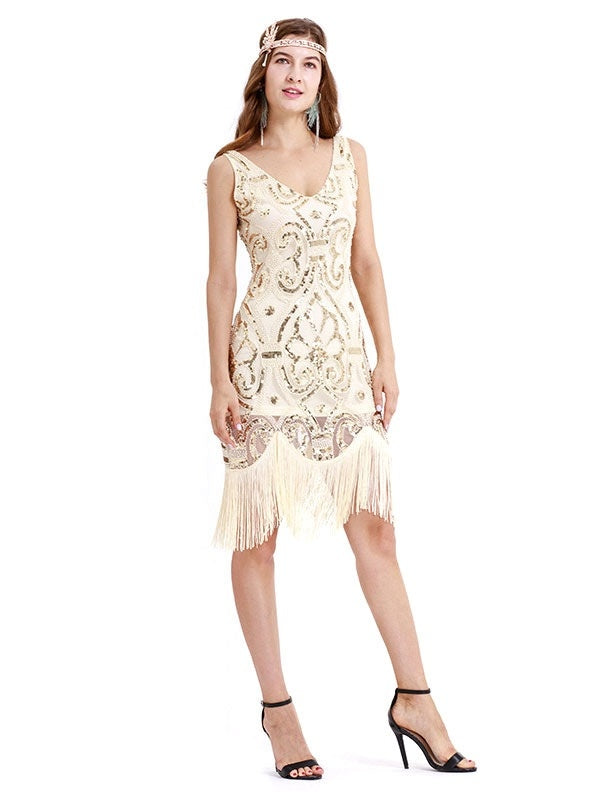 Fringe Sequins Style Flapper Dress Outfits