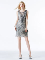 Geometric Sequins Retro Style Flapper Dress Outfits