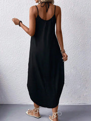 Geometry Sleeveless Spaghetti Strap Loose Maxi Dress