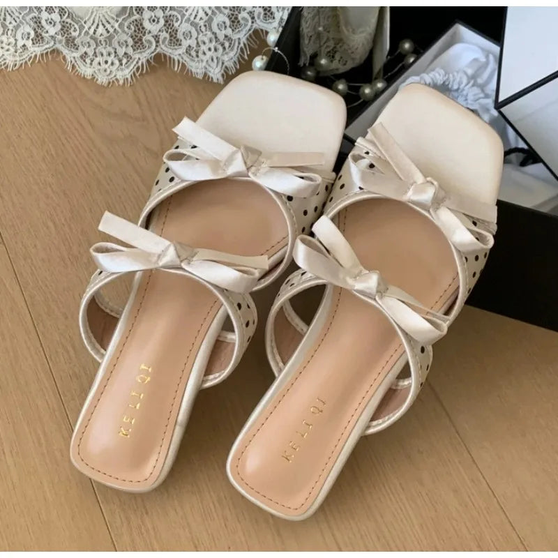 Gladiator Polka Dot Slippers Thick Heel