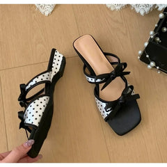 Gladiator Polka Dot Slippers Thick Heel