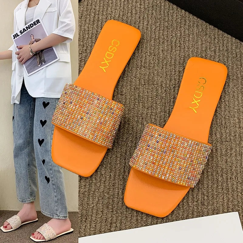 Glitter Slides Flat Shoes