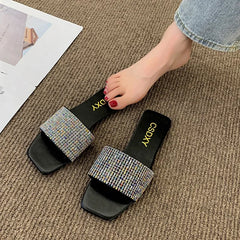 Glitter Slides Flat Shoes