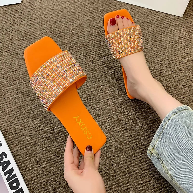 Glitter Slides Flat Shoes