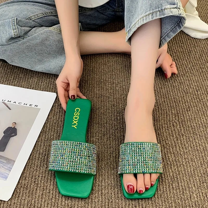 Glitter Slides Flat Shoes