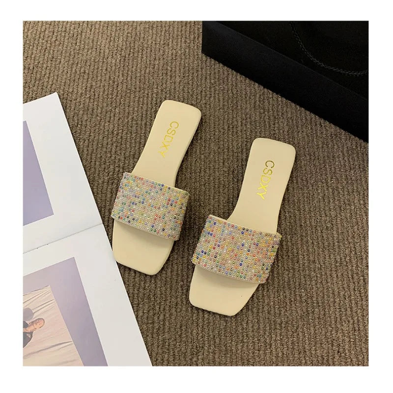 Glitter Slides Flat Shoes