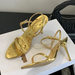 Gold Ankle Strap Gladiator Heel