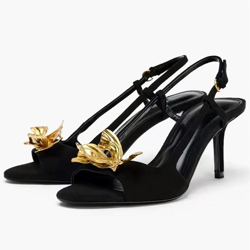 Gold Floral Decoration Heel