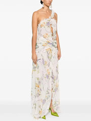 Gorgeous Floral One-Shoulder High Slit Sleeveless Dress
