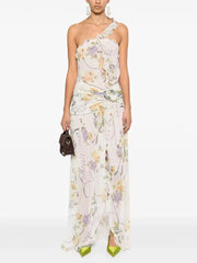 Gorgeous Floral One-Shoulder High Slit Sleeveless Dress